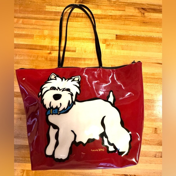 Marc Tetro Red Vinyl Westie Tote - Picture 1 of 11